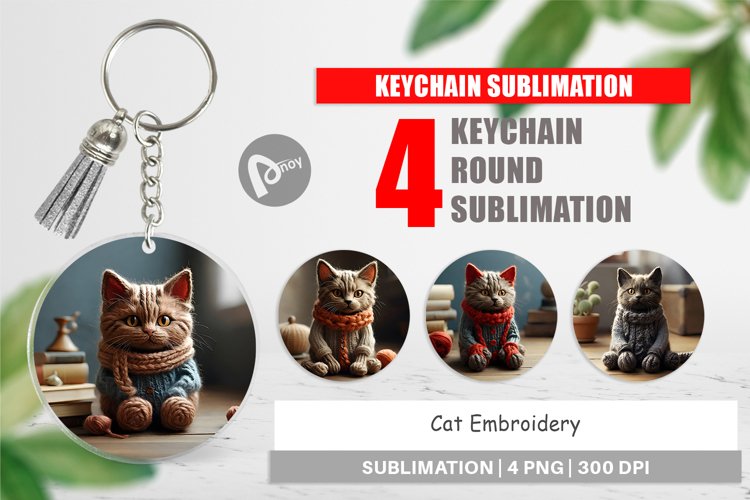 Keychain Cat Embroidery
