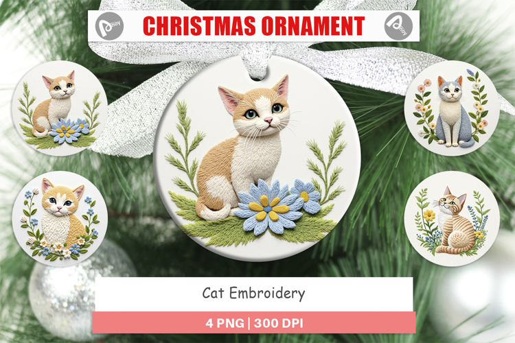 Ornament Cat Embroidery