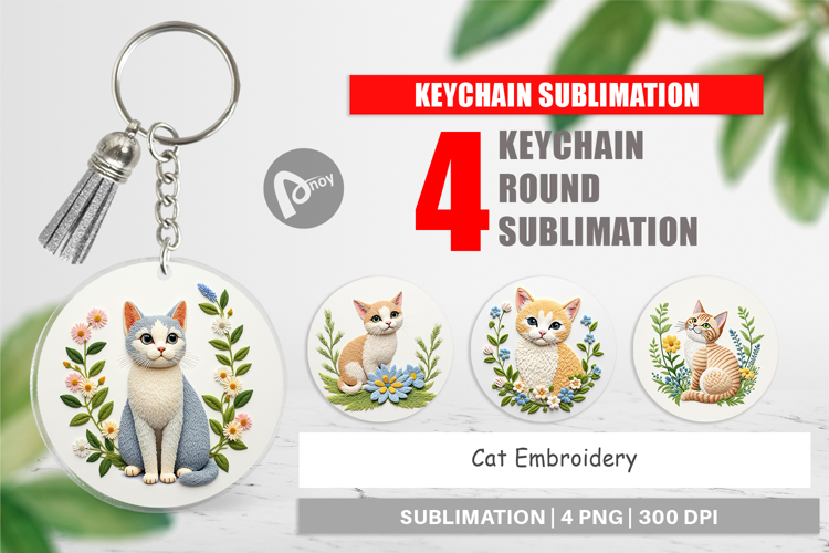 Keychain Cat Embroidery