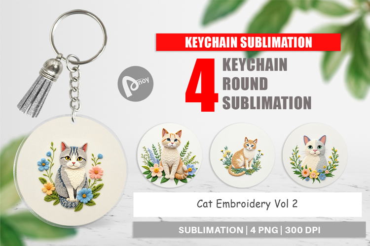Keychain Cat Embroidery