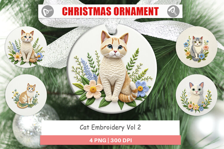 Ornament Cat Embroidery example image 1