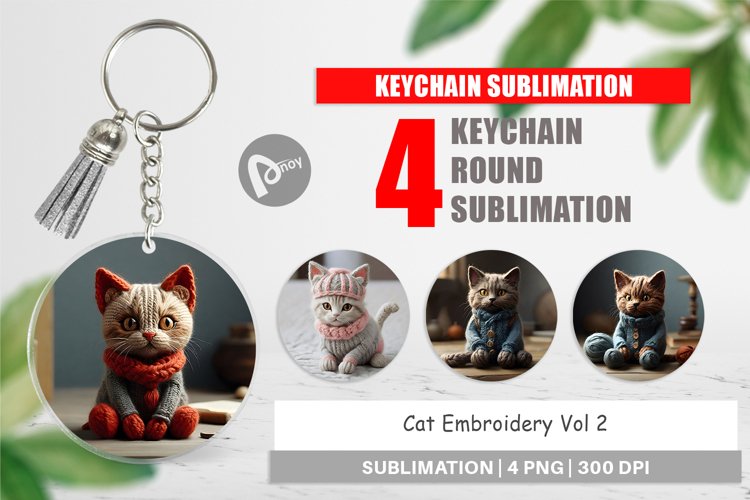 Keychain Cat Embroidery
