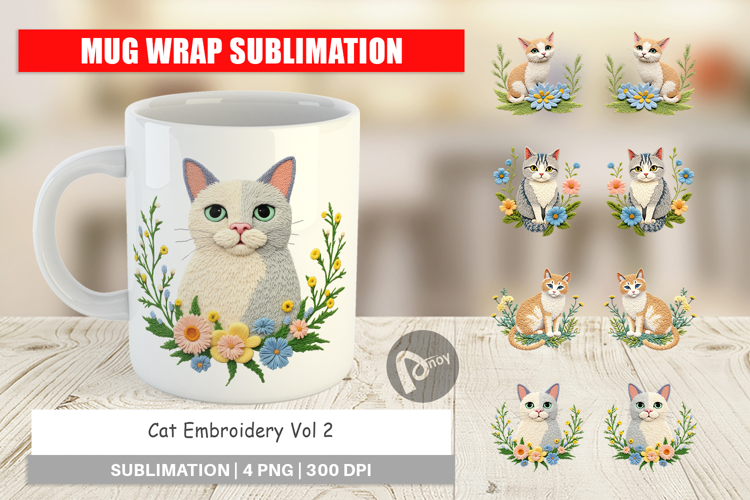Mug Wrap Cat Embroidery