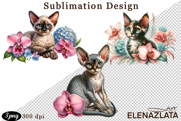Funny Cats Sublimation |Flowers Cat Print