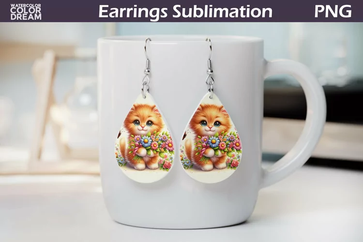 Cat Teardrop Earrings | Earrings Sublimation
