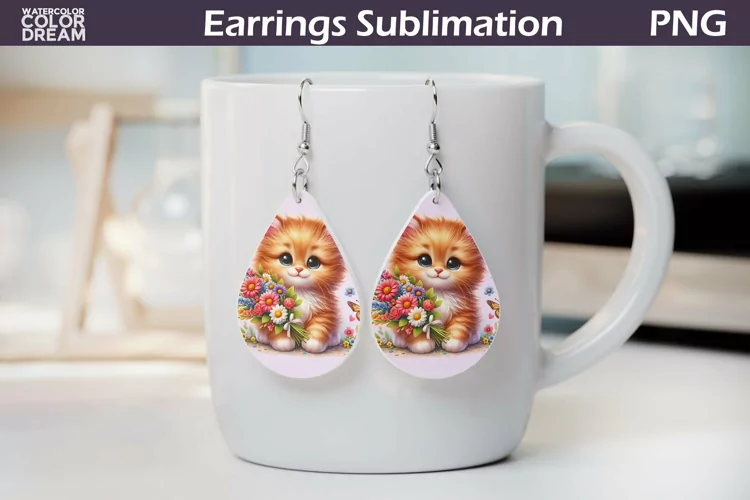 Cat Teardrop Earrings | Earrings Sublimation