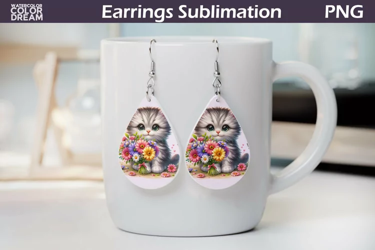Cat Teardrop Earrings | Earrings Sublimation
