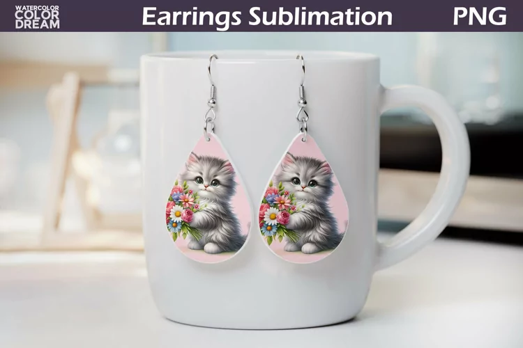 Cat Teardrop Earrings | Earrings Sublimation