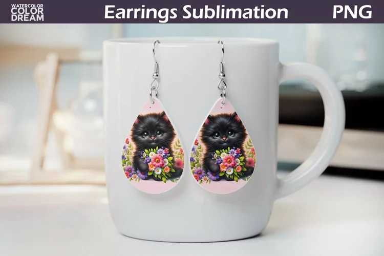 Cat Teardrop Earrings | Earrings Sublimation