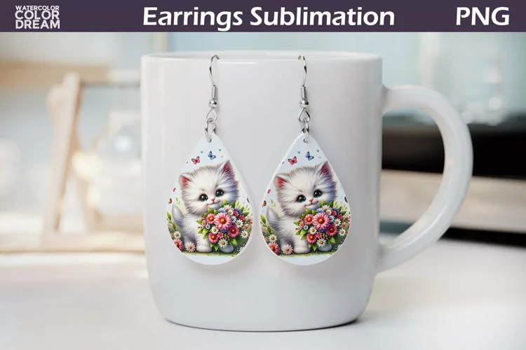 Cat Teardrop Earrings | Earrings Sublimation