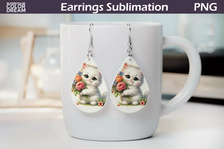 Cat Teardrop Earrings | Earrings Sublimation