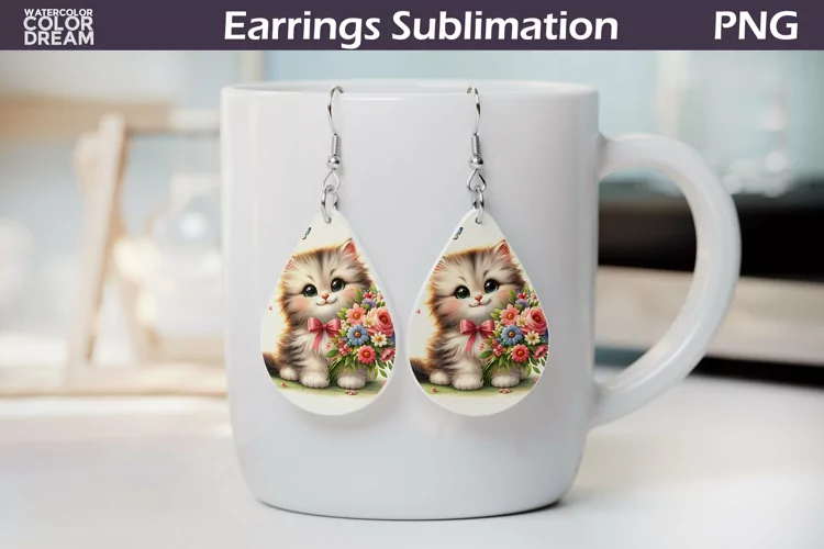 Cat Teardrop Earrings | Earrings Sublimation