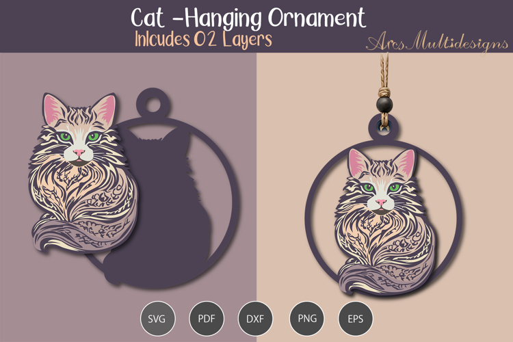 Cat Hanging Ornament SVG