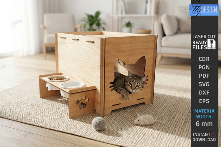 Cat House Laser Cut | Pets | Wooden Mini Houses | Pet Home