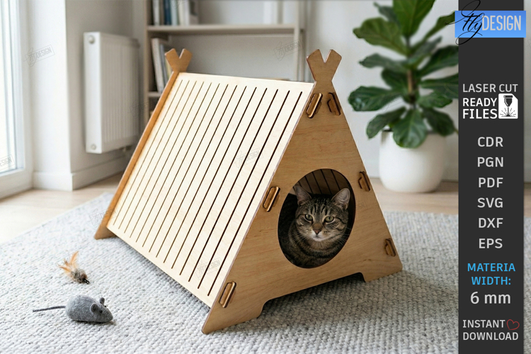 Cat House Laser Cut | Pets | Wooden Mini Houses | Pet Home
