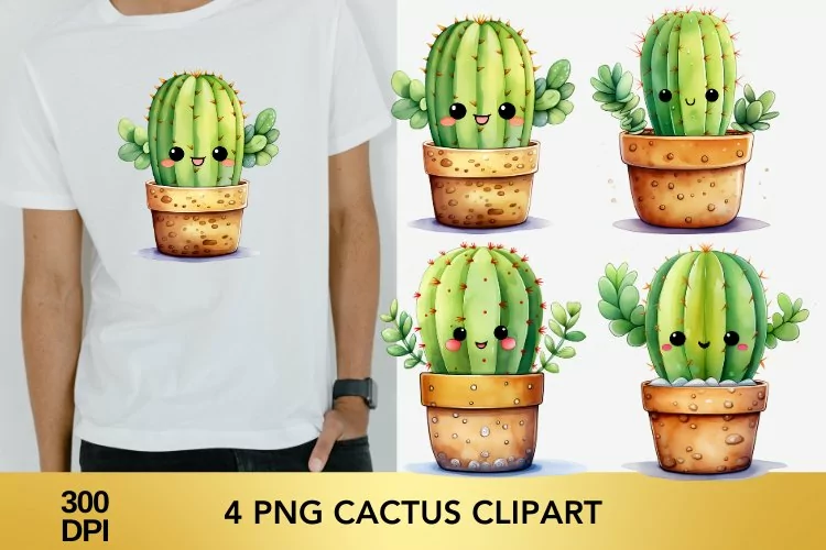 4 png cactus clipart, cactus sublimation png