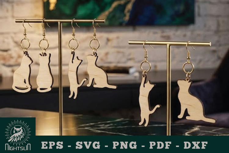 Cat Lasercut Earrings
