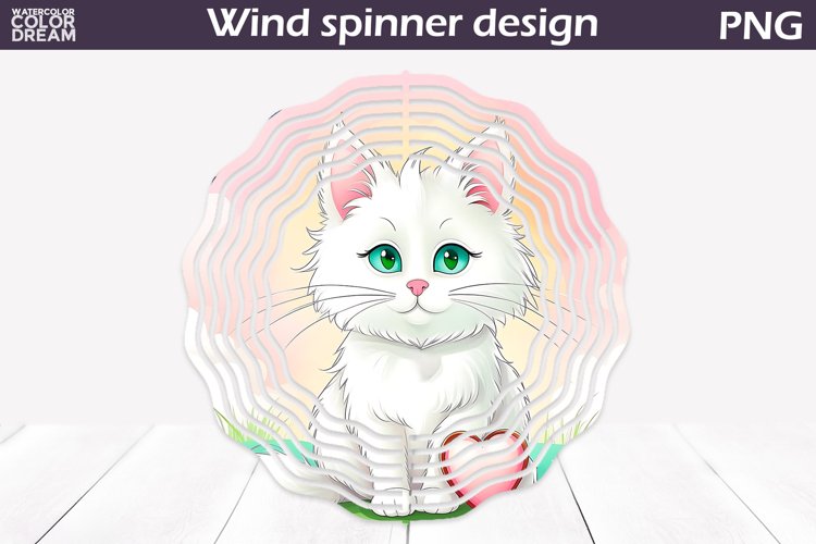 White Cat Wind Spinner | Cute Cat Wind Spinner