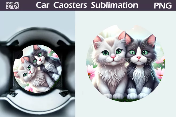 Cute Cat Car Coaster | Kitty Coaster | Car Coaster