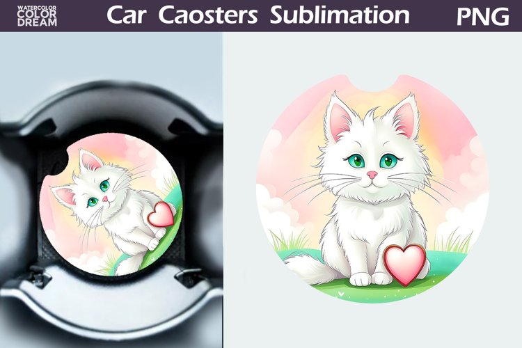 Cute Cat Car Coaster | Kitty Coaster | Car Coaster example image 1
