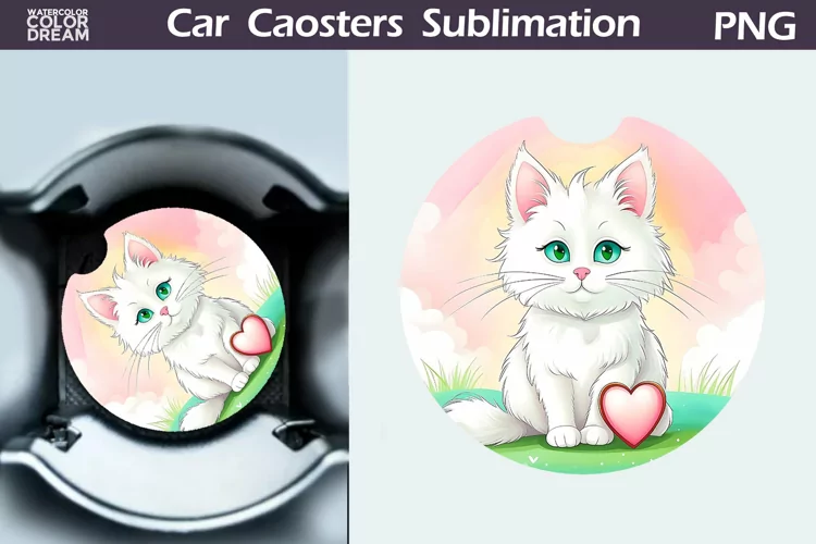 Cute Cat Car Coaster | Kitty Coaster | Car Coaster