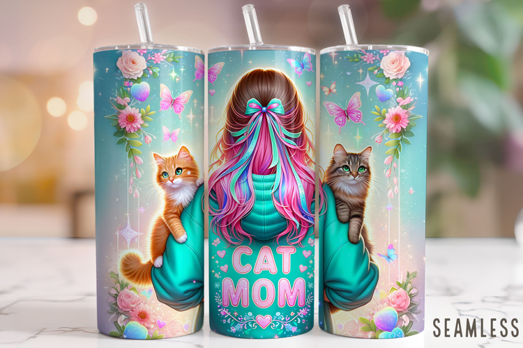 Cat Mom Tumbler Wrap, Cat Lover Tumbler Wrap, Kitten Tumbler