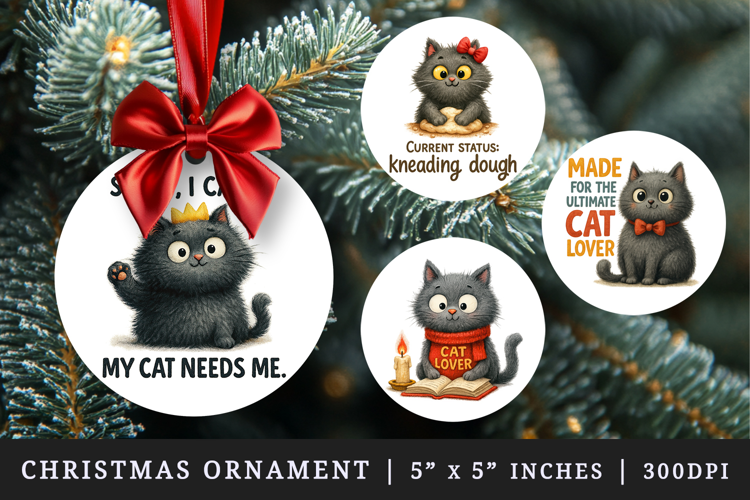 Cat Lover round ornaments sublimation design