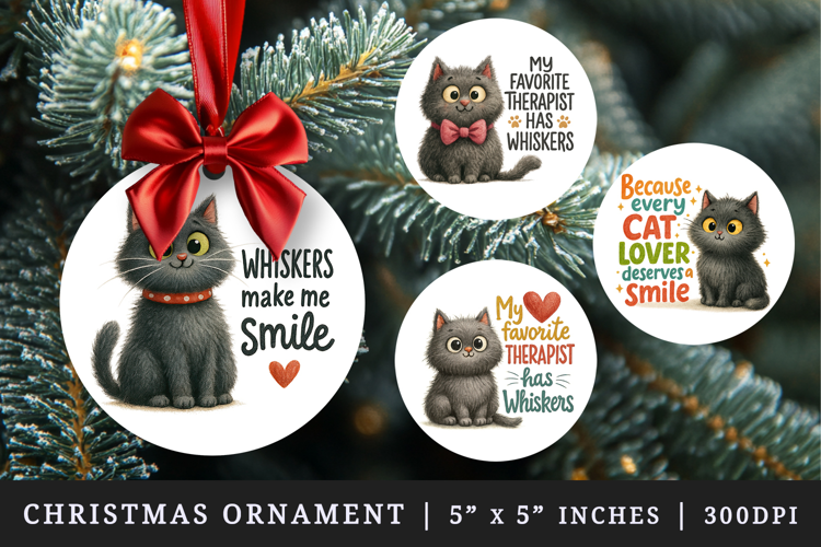 Cat Lover round ornaments sublimation design