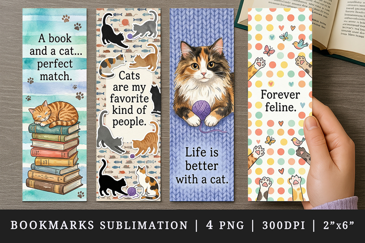 Cat lover bookmarks printable sublimation bookmark design