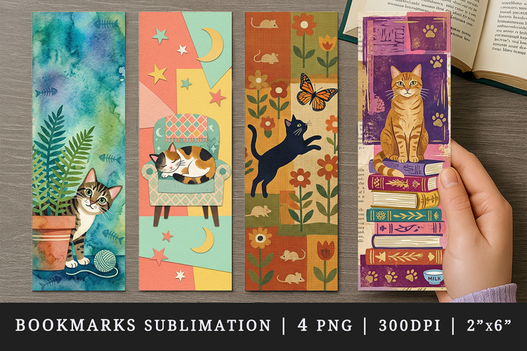 Cat lover bookmarks printable sublimation bookmark design