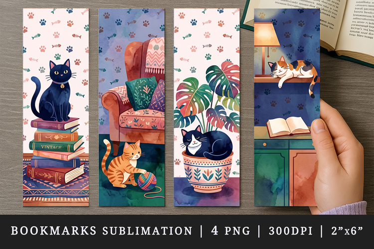 Cat lover bookmarks printable sublimation bookmark design