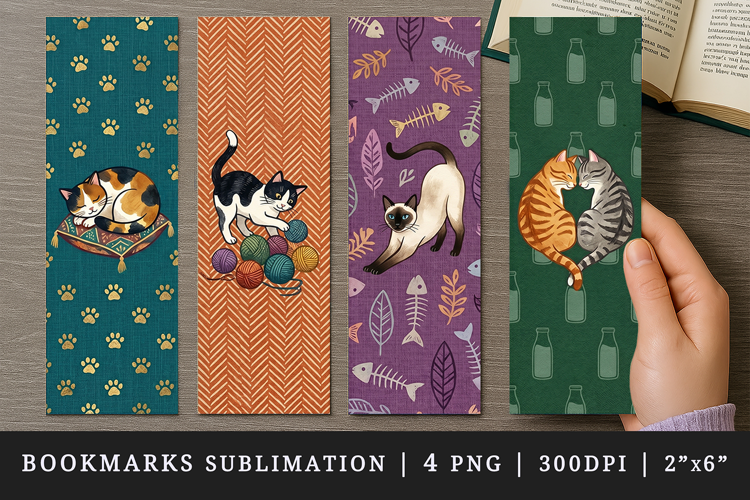 Cat lover bookmarks printable sublimation bookmark design
