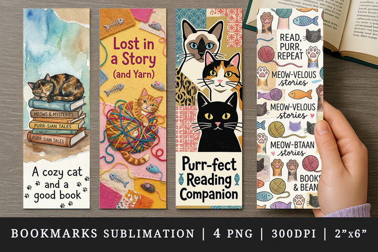 Cat lover bookmarks printable sublimation bookmark design