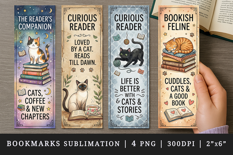 Cat lover bookmarks printable sublimation bookmark design