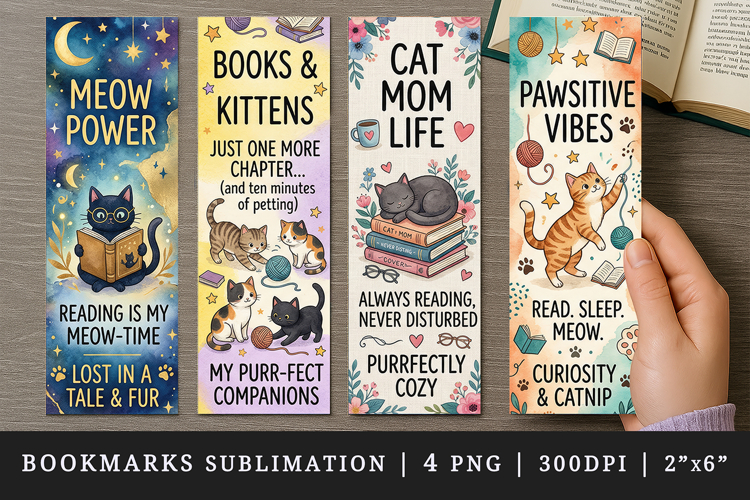 Cat lover bookmarks printable sublimation bookmark design