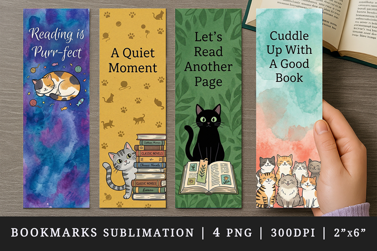 Cat lover bookmarks printable sublimation bookmark design