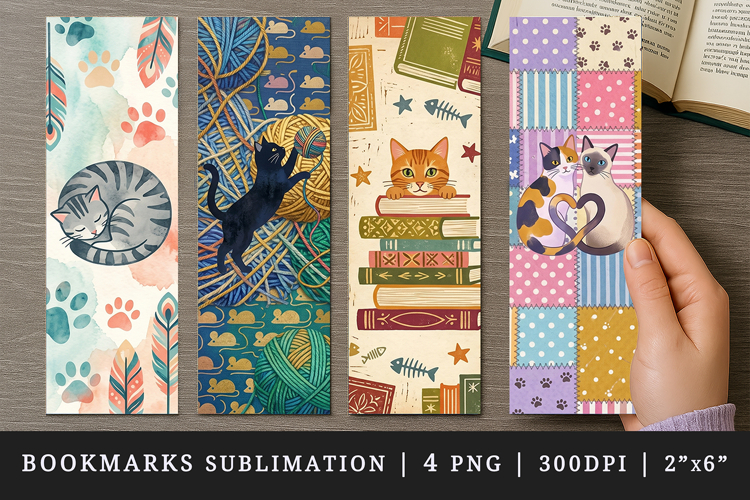 Cat lover bookmarks printable sublimation bookmark design