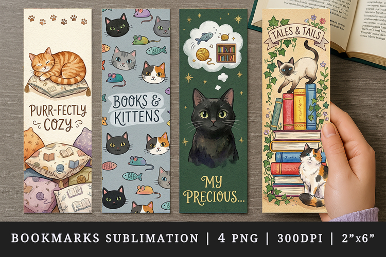 Cat lover bookmarks printable sublimation bookmark design