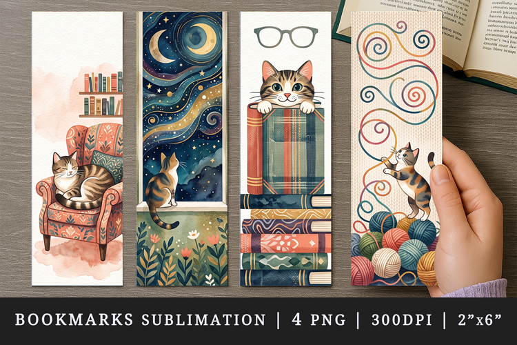 Cat lover bookmarks printable sublimation bookmark design