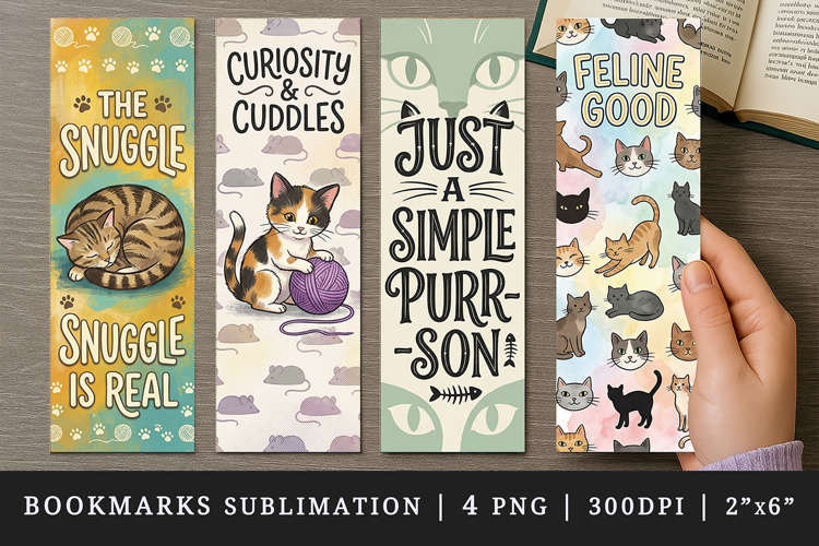 Cat lover bookmarks printable sublimation bookmark design