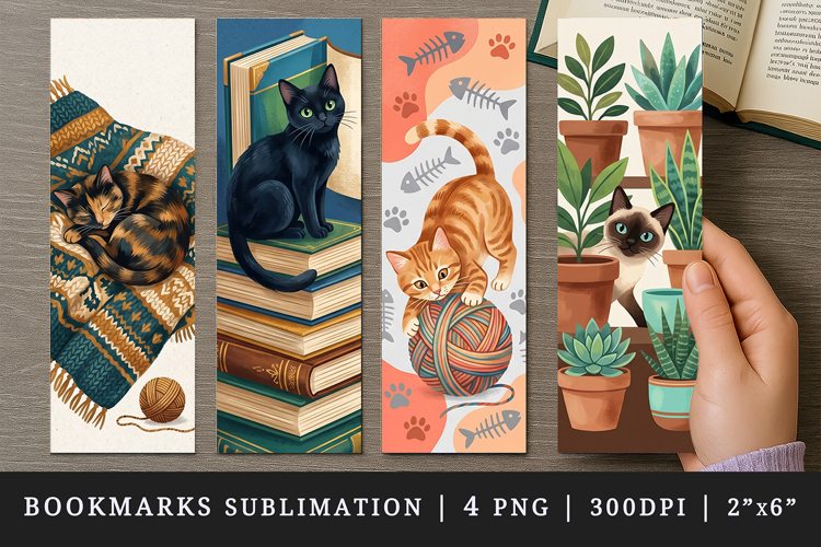 Cat lover bookmarks printable sublimation bookmark design
