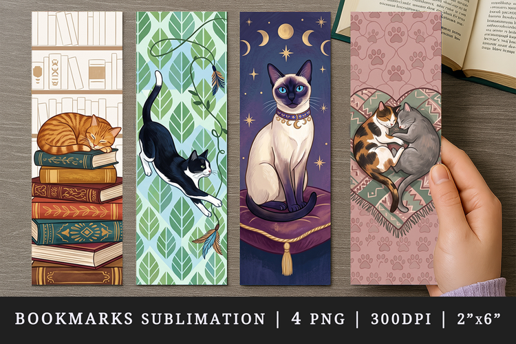 Cat lover bookmarks printable sublimation bookmark design