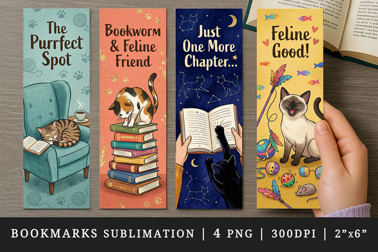 Cat lover bookmarks printable sublimation bookmark design