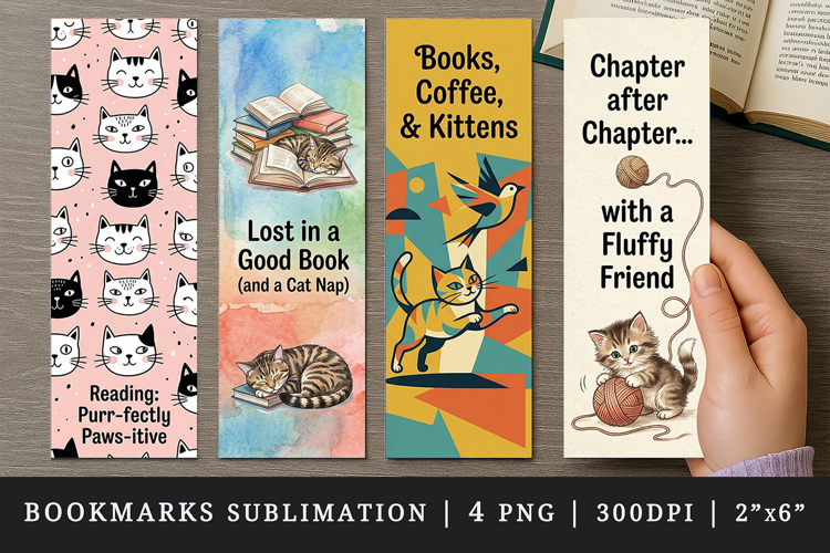 Cat lover bookmarks printable sublimation bookmark design