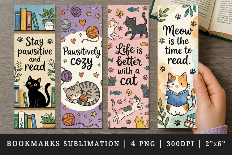 Cat lover bookmarks printable sublimation bookmark design
