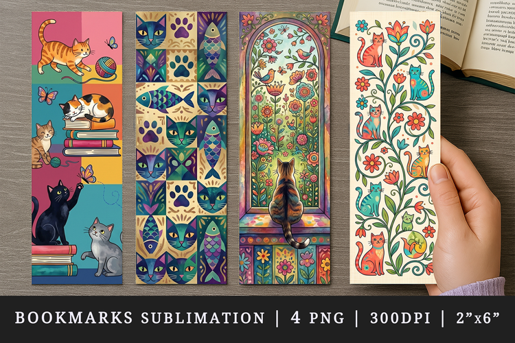 Cat lover bookmarks printable sublimation bookmark design