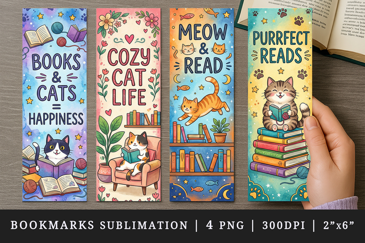 Cat lover bookmarks printable sublimation bookmark design