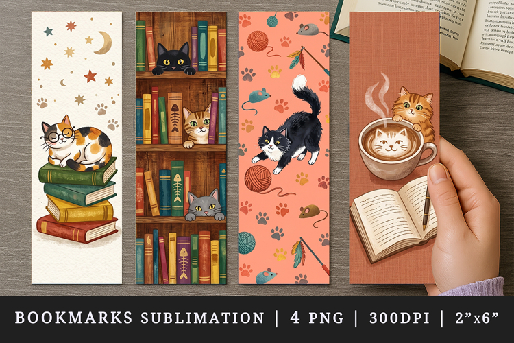 Cat lover bookmarks printable sublimation bookmark design