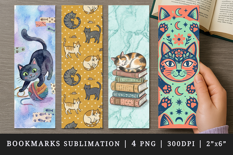 Cat lover bookmarks printable sublimation bookmark design
