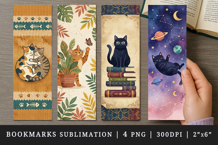 Cat lover bookmarks printable sublimation bookmark design
